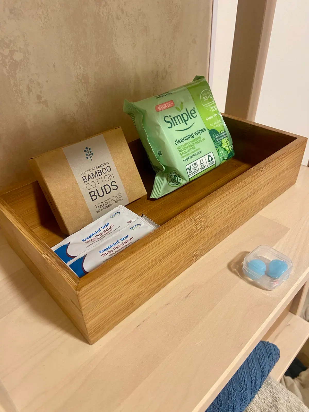 Earplugs, cotton buds and cleansing wipes provided for guests