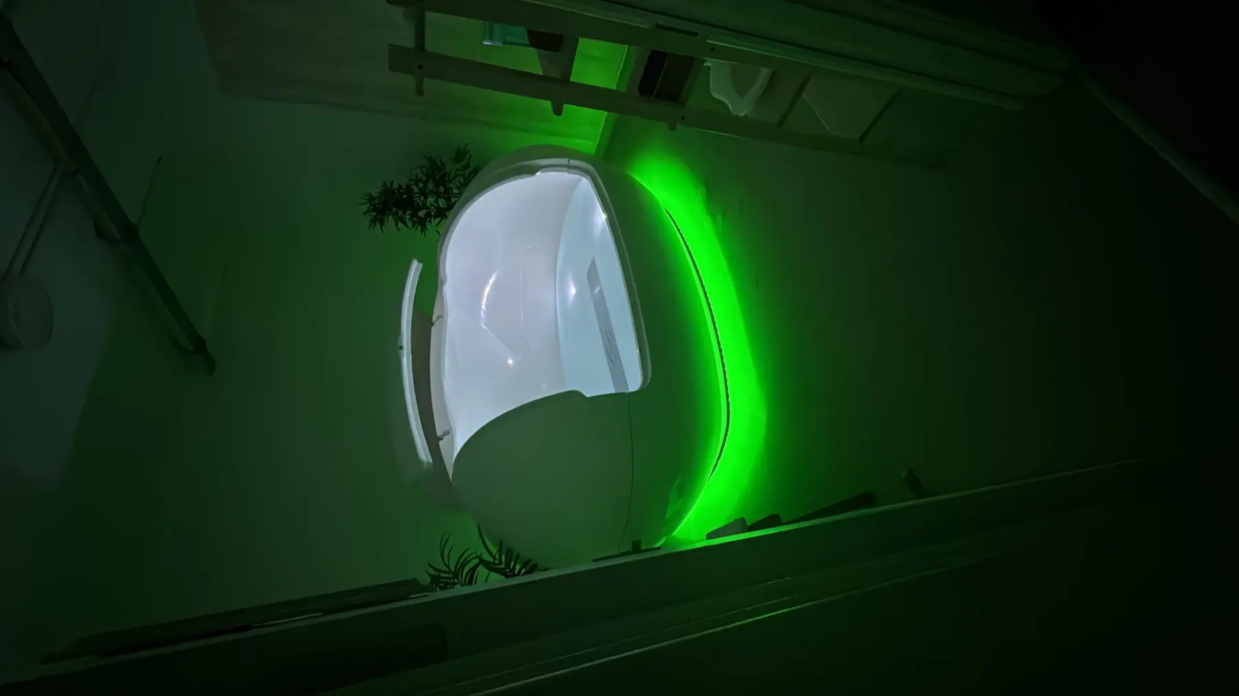 Guest enjoying the warmth of FLOAT ONE's private infrared sauna